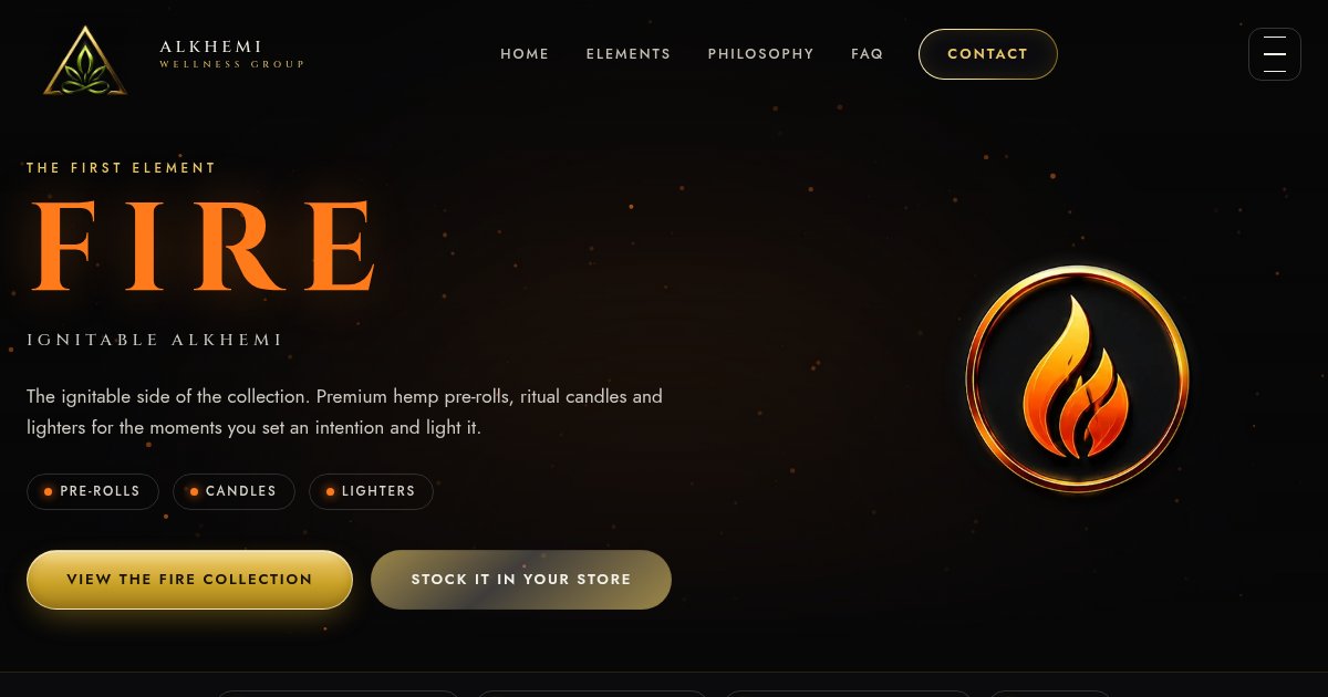 Alkhemi Fire element product page, live