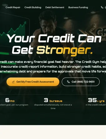 The redesigned Credit Gym homepage