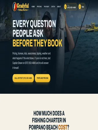 FAQ page of the redesigned Gradyful Fishing Charters site