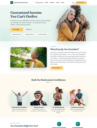 Annuities page of the redesigned Insure Instant Quote site