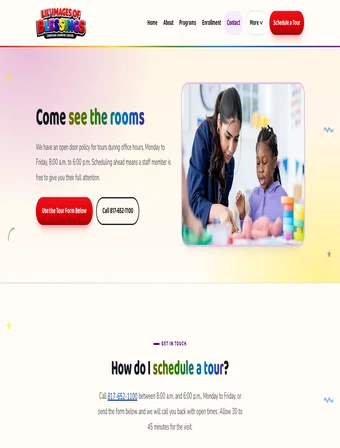 Contact page of the redesigned Lil' Images of Blessings site