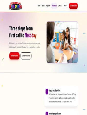 Enrollment page of the redesigned Lil' Images of Blessings site