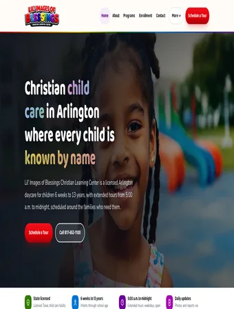 The redesigned Lil' Images of Blessings homepage