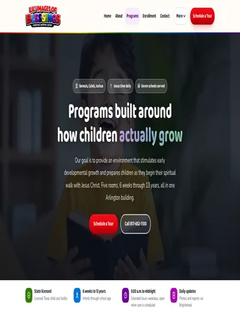 Programs page of the redesigned Lil' Images of Blessings site