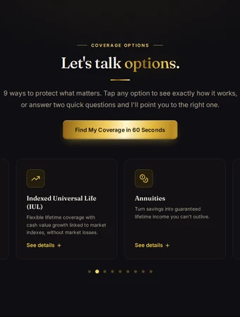 Tax-advantaged growth tile for the redesigned Lion Insurance site