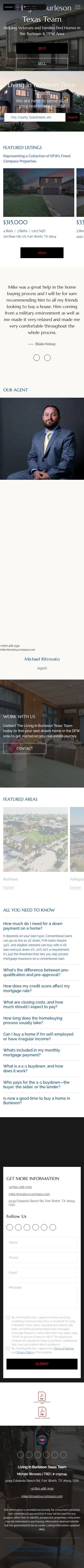 Original Living In Burleson Texas Team homepage, captured at a real mobile viewport