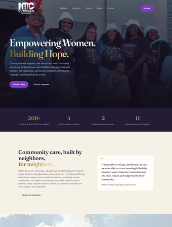 The redesigned NBC Outreach homepage