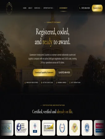 Government Contracting page of the new Queendom Honeycomb site