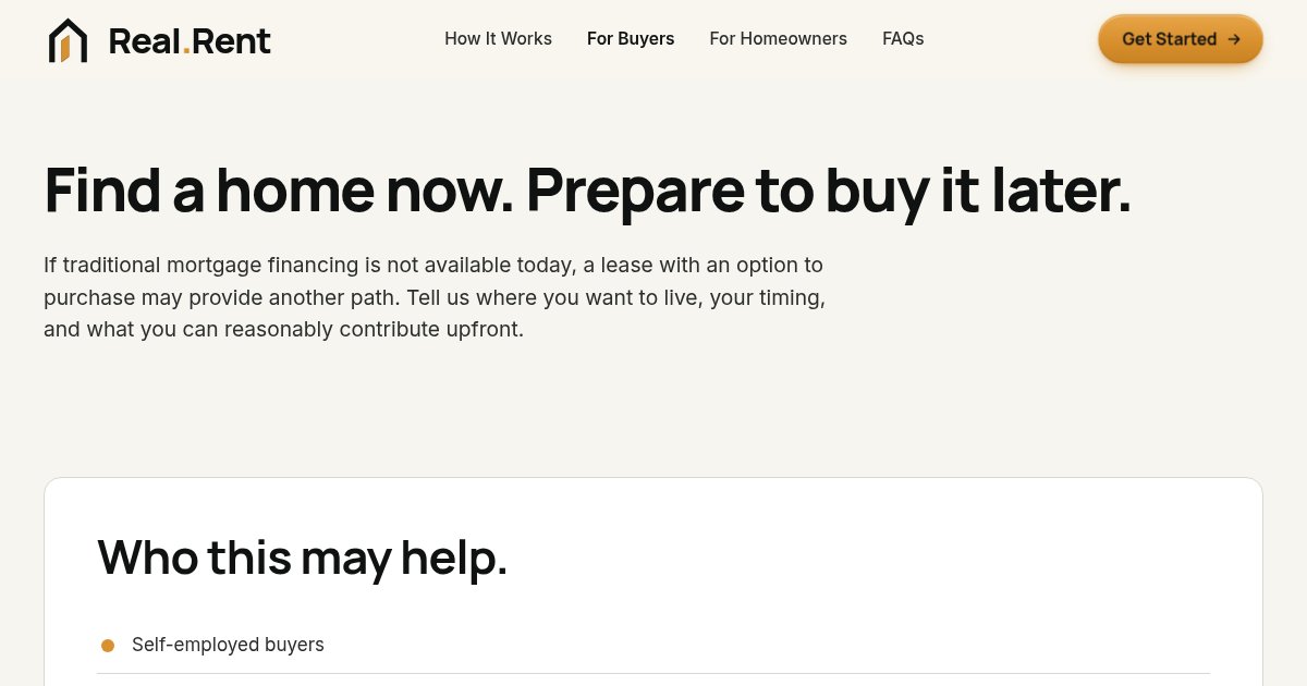 For Buyers page of the redesigned Real.Rent site