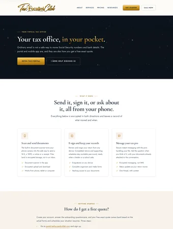 Client Portal page of the redesigned Tax Focused Collab site