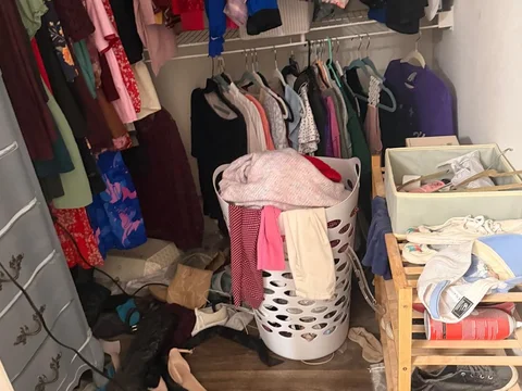 A real Texas Nova Cleaning job, closet before organizing