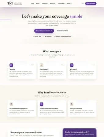 Free Consultation page of the redesigned TKT site