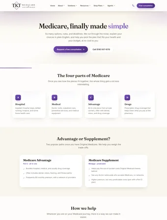 Medicare Planning page of the redesigned TKT site
