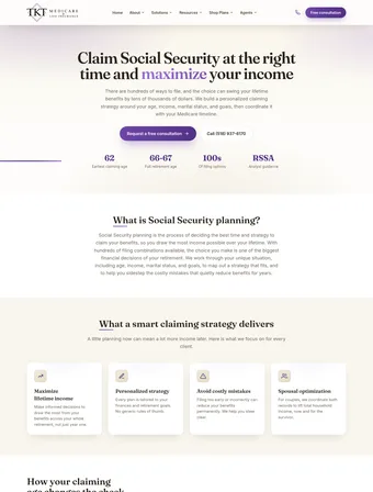 Social Security page of the redesigned TKT site