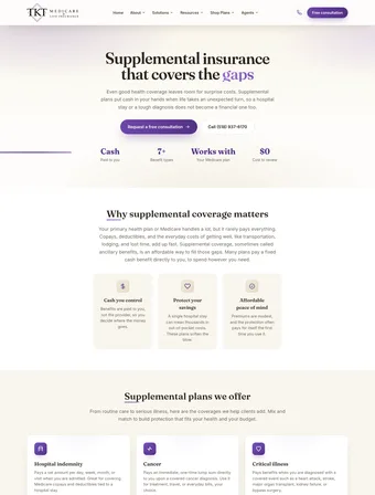 Supplemental Insurance page of the redesigned TKT site