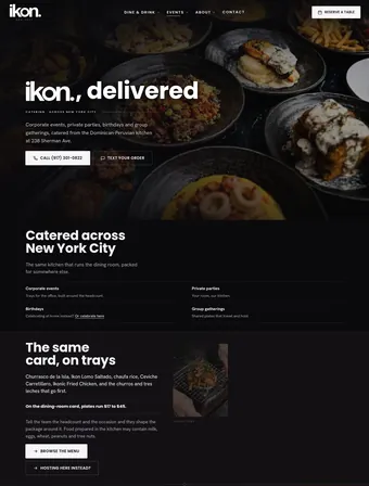Catering page of the redesigned IKON site