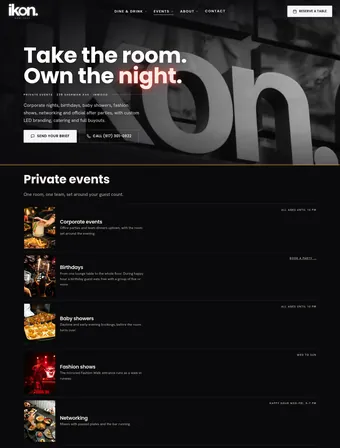 Private Events page of the redesigned IKON site