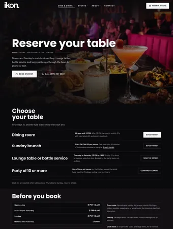 Reservations page of the redesigned IKON site