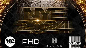 NYE 2024 flyer across Maraca, PHD, Harbor and Opus, still turned into video
